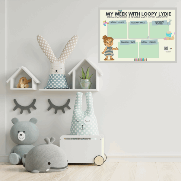 Semainier bilingue – Jours de la semaine + comptine (Fr/En) / Bilingual printable weekly planner – Days of the week